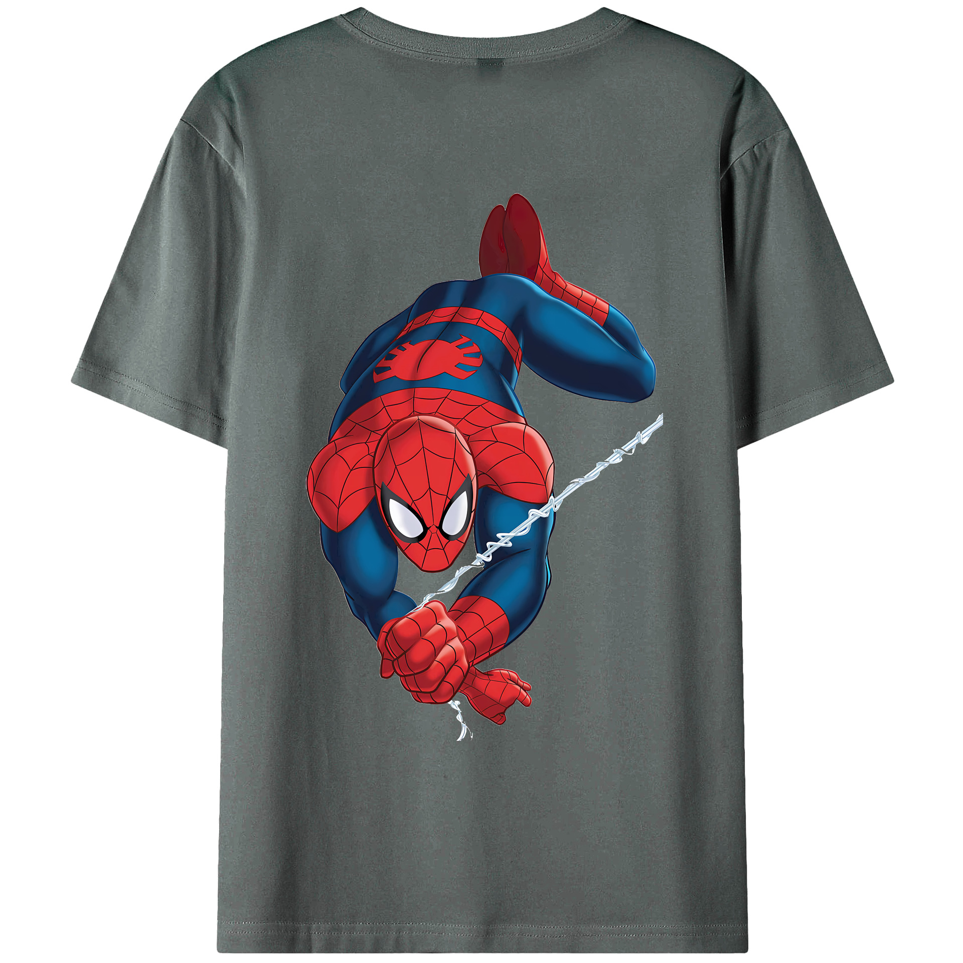 （画像用） Spider Man スパイダーマン 綿100％ メンズ半袖Tシャツ（バックプリント） 通気性